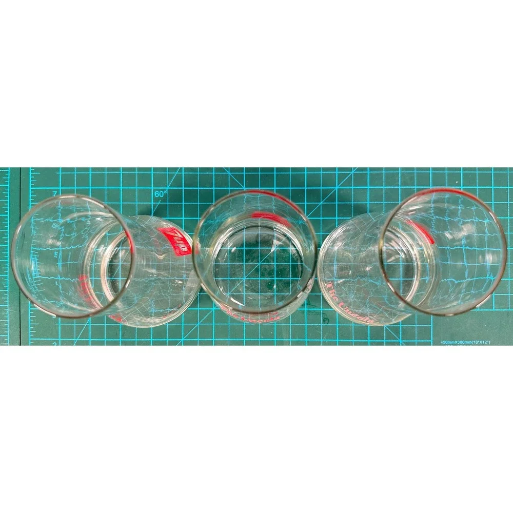 7 UP The Uncola Vintage Upside Down Drinking Glasses Set Of 3 Pilsner Glass